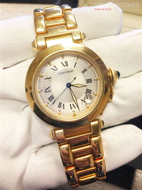 solid gold cartier watch|cartier 18k gold ladies watches.